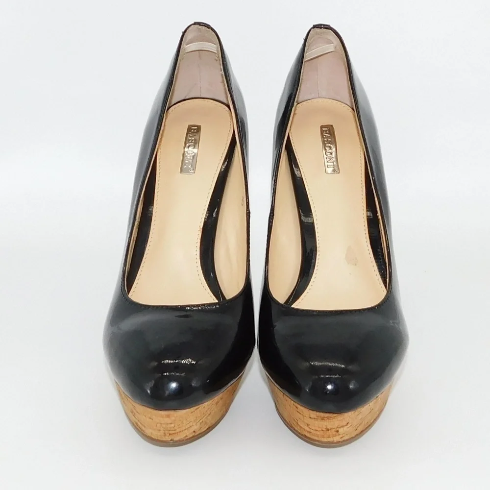 Basconi Black Patent Leather Platform Pumps
